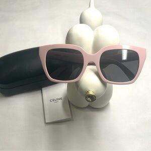 Authentic Celine Paris Blush Sunglasses Black Case Italy 56-21-145 Oversized